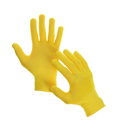 Перчатки рабочие, х/б, с нейлоновой нитью, с пвх точками, размер 9, желтые, greengo Greengo