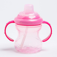 Поильник - непроливайка детский с мягким носиком, 240 мл., с ручками, цвет розовый Mum&Baby