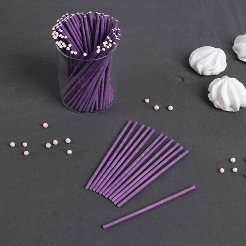 Палочки для кейк-попсов, 10×0,2 см, 100 шт, цвет фиолетовый No brand