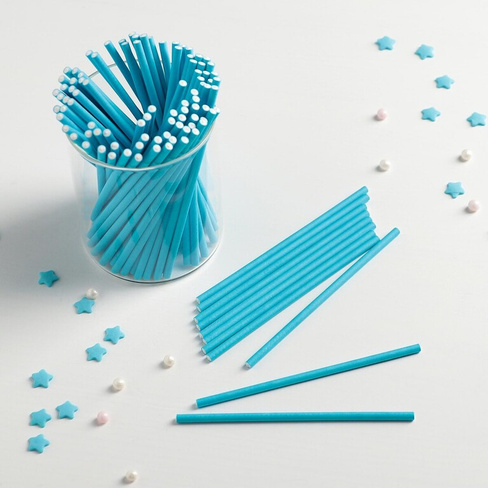 Палочки для кейк-попсов, 10×0,3 см, 100 шт, цвет синий No brand