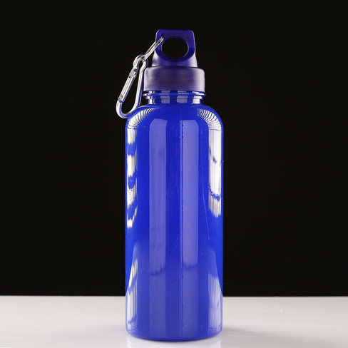 Бутылка для воды, 650 мл, с карабином, 22 х 7 см, синяя No brand
