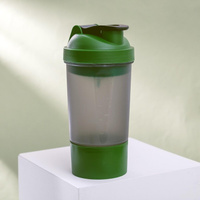 Шейкер спортивный с чашей под протеин, серо-зеленый, 500 мл Соломон