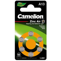 Батарейка для слуховых аппаратов Camelion ZA13 BL-6 Mercury Free A13-BP6 0%Hg, 1.4V, 280mAh 12824 15905227