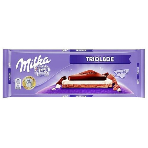 Гигантская плитка шоколада Milka Triolade три шоколада 280 гр.